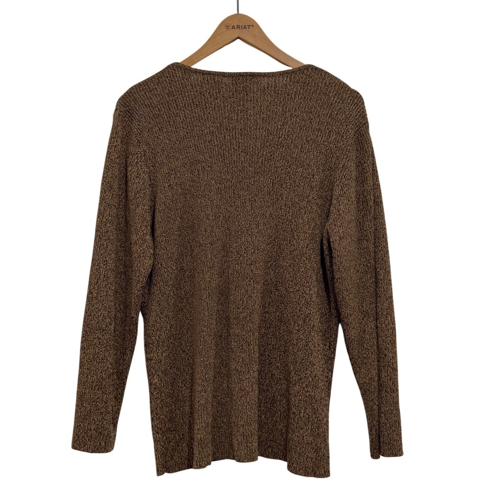 Vintage White Stag Women's Brown Marled V-Neck Long Sleeve Sweater Size 22W/24W - Picture 2 of 5